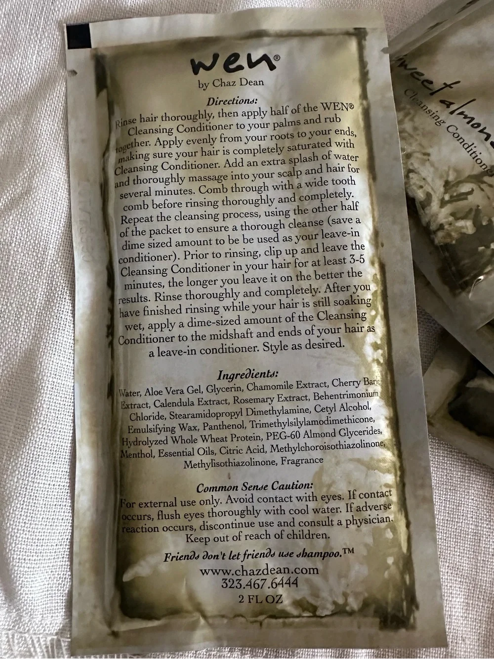 WEN Cleansing Conditioner Sweet Almond Mint Packets Travel Packs